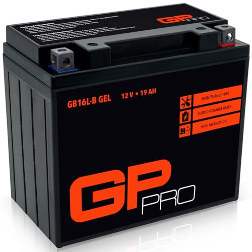 GP-PRO GB16L-B 12V 17Ah GEL Starter Battery (compatible with YB16L-B / 51911) (Maintenance-free/Sealed) Motorcycle Accumulator for e.g. Kawasaki GPZ 1100