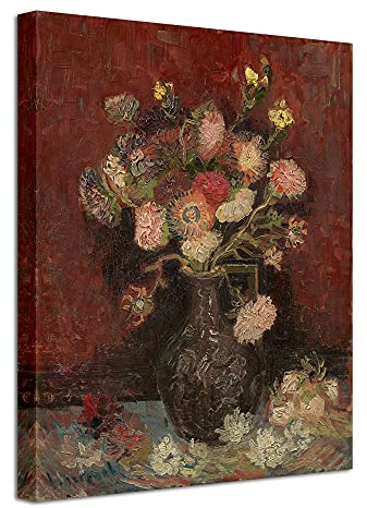 Wieco Art Vase with Chinese Asters and Gladioli by Van Gogh Famous Oil Paintings Reproduction Modern Abstract HD Canvas Prints Wall Art Flowers Artwork Pictures for Bedroom Kitchen Home Decorations