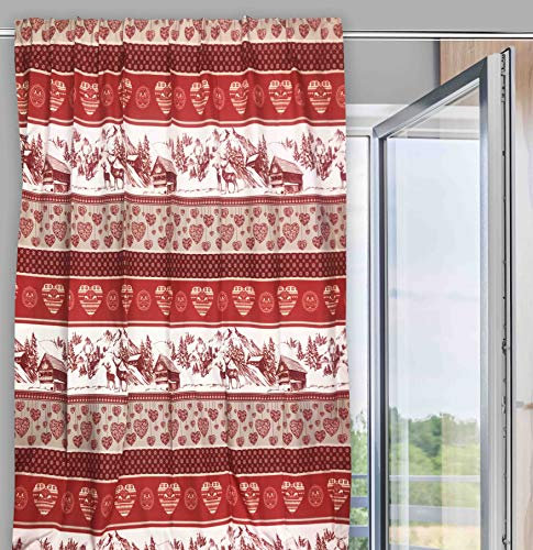 Tex family Tenda tendaggio confezionata Made in Italy cm. 180x280 per Tutti i Tipi di Bastone e binari in stile montanaro Tirolese rossa