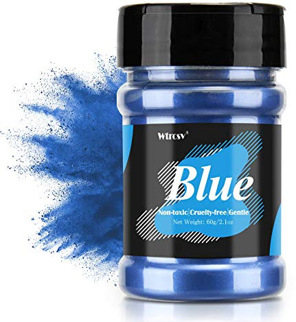 Epoxidharz Farbe metallic, Seifenfarbe, für die Seifenherstellung, Mica Powder, Epoxy Resin Farbe Farbpigmente Pigmentpulver Farben Pigment, Farbe für Epoxidharz, Lipgloss Farbe - 60g Blau (Pulver)
