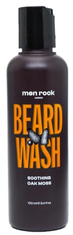 Men Rock Beruhigendes Bartshampoo - Weich & Feuchtigkeitsspendend, Lindert Juckreiz & Schuppen, Eichenmoos-Duft, 100ml