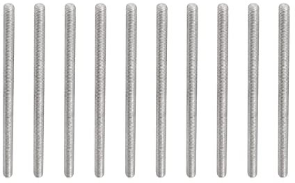 Rebower Totalmente Roscado Varilla 304 Inoxidable Acero Perno Prisionero Barra, [para Abrazaderas U Pernos] - M3 x 60mm Macho Roscado 0,5mm Paso/Plateado/Paquetes de 10