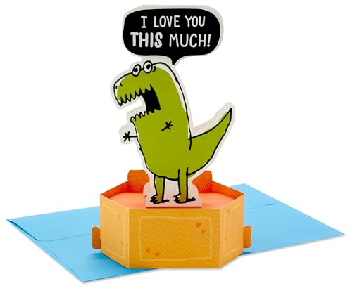 Hallmark Funny Love Pop Up Card (3D T-Rex Dinosaur, Love You This Much)