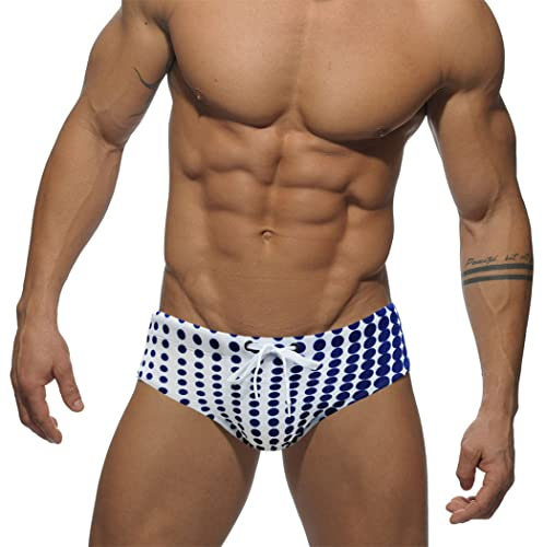RQPYQF Costume da Bagno Uomo, Costume Slip Nuoto Mare e Piscina Uomo Swimming Brief Coulisse Regolabile YK33 (Blu, M)