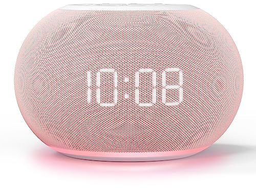 Reacher Auto Dimmable Sound Machine Alarm Clock with Night Lights, 20 Soothing Sounds, Sleep Timer, Precise Volume Control, Cute White Noise Soother for Girls, Kids, Bedrooms, Office