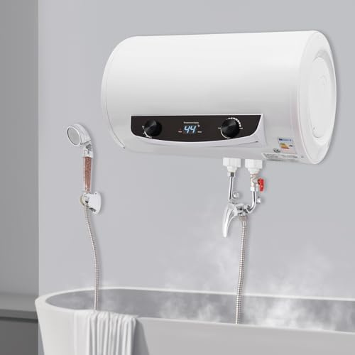 Calentador de agua de 50 L con cabezal de ducha y manguera de ducha, calentador de agua instantáneo con indicador LED, 220 V, 2000 W, eléctrico instantáneo para la ducha en el baño