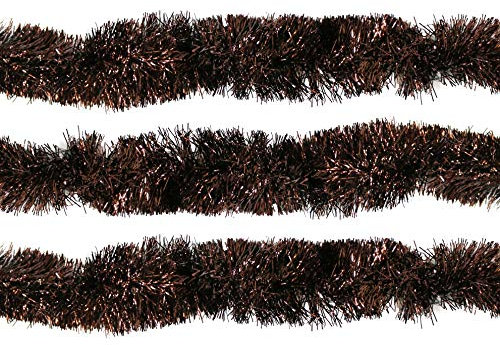 Copper Brown Luxury Christmas Tree Tinsel Decoration - Premium Hanging Ornaments for Indoor/Outdoor Xmas Parties & Seasonal Event Supplies (Pack of 4 (8m))