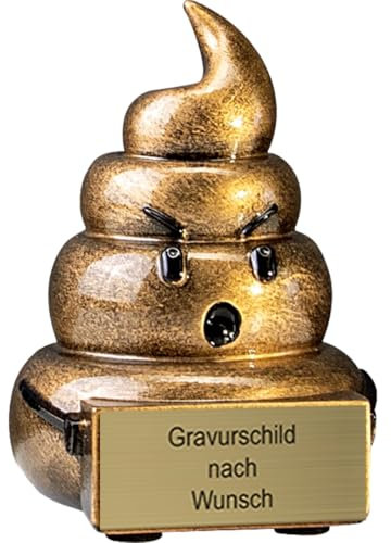 pokal-fabrik.de - witziger Pokal mit Gravur Wunschtext in Gold 9,5 cm- personalisierte Trophäe für den Loser/Verlierer - lustige Geschenke - Deko-Emoji in groß - Trost-Geschenk
