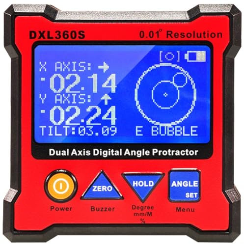 Transportador de Ángulos Digital de Doble Eje DXL360S con Base Magnética de 5 Lados y Pantalla Digital de Doble Eje.