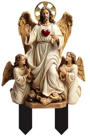 Qianly Panneau Acrylique 2D Représentant Un Piquet de Jardin Représentant Une Figure Religieuse pour Allées et Plantes En Pot, Figure de Jésus