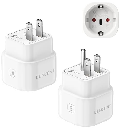 LENCENT Typ A und Typ B Kombi-Reiseadapter für USA Kanada Mexiko Thailand Vietnam Dominikanische Republik, Costa Rica, Kolumbien, Reisesteckdose Reisestecker Steckdose Stecker Adapter Stromadapter
