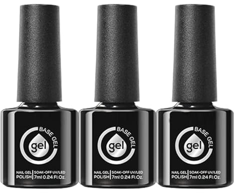 Base Gel Vernis à Ongles, Base Soin Fortifiante Vernis Gel, 3 Pièces Durcissement UV LED Nécessite Désincrustation Accessoires Manucure Pédicure Pour Salon Voyage Utilisation