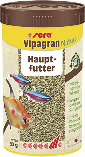 sera Vipagran Nature 250 ml | Hauptfutter aus Softgranulat mit 4% Insektenmehl | Gesundes Wachstum & kräftige Entwicklung | Auch für Fische mit kleinem Maul | Ohne Farb- & Konservierungsstoffe