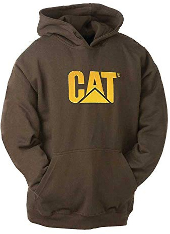 Caterpillar Men's Trademark Hoodies with Embroidered CAT Front Logo, S3 Cord Management System and Pouch Pocket, Dark Earth - Medium