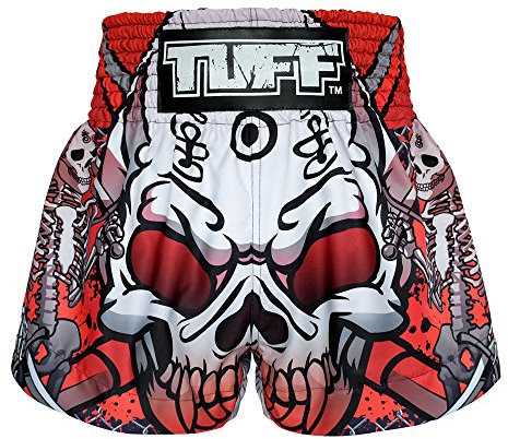 Tuff Sport Muay Thai Shorts Boxen Dragon Skull Mixed Martial Arts Training Trunk, Schwarzer Totenkopf, Groß