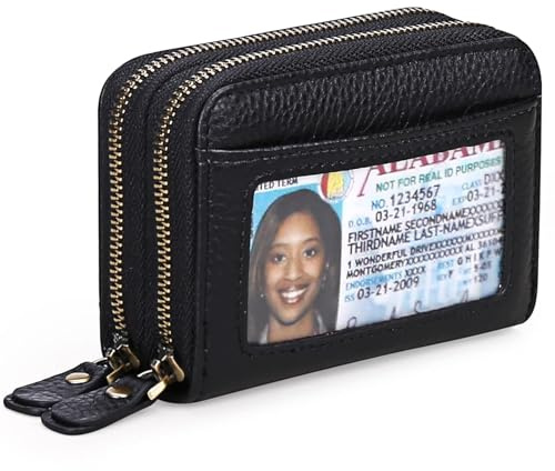 GAEKEAO Damen Geldbörse klein aus Echtes Leder, Geldbeutel für Frauen mit RFID-Schutz, Mini Damen Portemonnaie Münzfach Zipper Brieftasche Kartenhalter mit vielen Kartenfäche