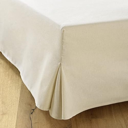 Sängskydd 200 x 200 Ecru - 4 30 cm volanger för sängbotten 200 x 200 med fötter - sängöverdrag 200 x 200 Ecru tillverkad i Europa - sängkjol 200 x 200 - sängskydd 200 x 200 - sängskydd 200 x 200 -
