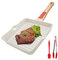 AIKENBBKK Grillpfanne 20x 20 cm mit Abnehmbarer Griff, Aluminium Steakpfanne Antihaft Beschichtung Pfanne, Spülmaschinen geeignet & Backofenfest (Weiß)