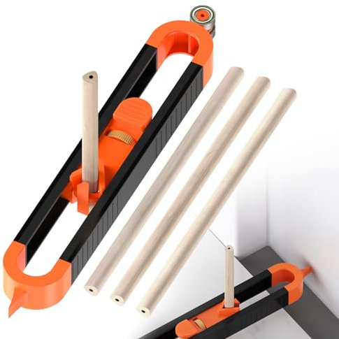 ROJINKADE Contour Gauge with Lock, Adjustable Scribe Tool, Profile Scribing Ruler with 3 Pencils, Easy to Use Profile Marking Tool for Floor, Carpet, Tile Laying