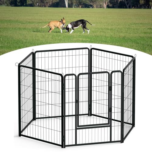 NAIZY Freilaufgehege 6 Stück Metall Haustierlaufstall mit Tür & Schloss & Erdanker Welpenlaufstall 80cm hoch Laufgitter für Hunde Katze Haustier (65x80cm/Stück)