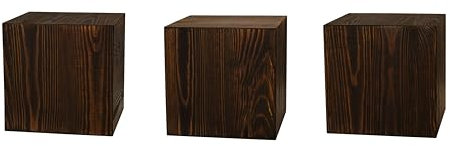 Decorativo Set di colonne in legno, colonne rustiche, decorazioni in tronco d’albero, supporti portacandele da pavimento, colonne per fiori in legno, stabili e durevoli, noce scuro, 20x20x20 cm, 3 pz