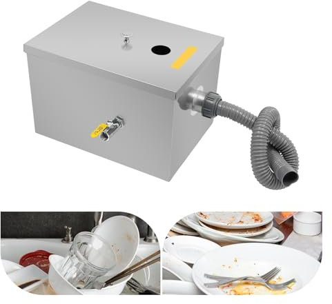 Séparateur de graisse en acier inoxydable Commercial Séparateur de graisse Interceptor Équipé d'un tuyau de drainage et d'un couvercle, utilisé dans les cuisines et les restaurants