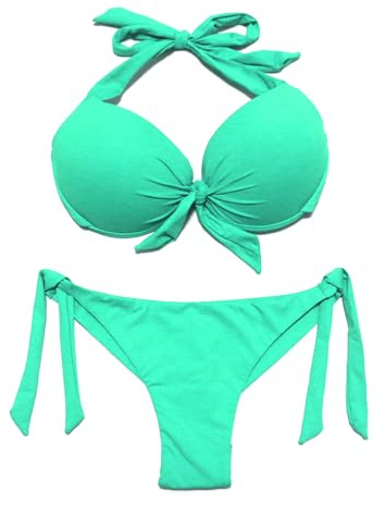 EONAR Donna Costume da Bagno Push Up Imbottito Reggiseno Brasiliano Bikini Bottom Due Pezzi Coordinati da Bikini per Donna(XL,LG)