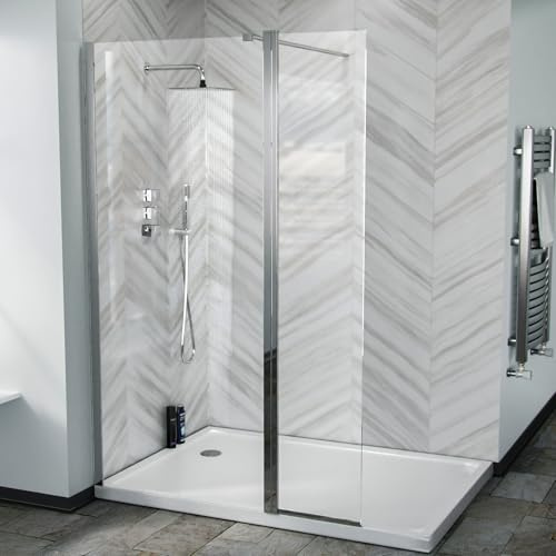 Nes Home Wet Room 700mm Shower 8mm Tempered Glass Screen with 300mm Return Panel