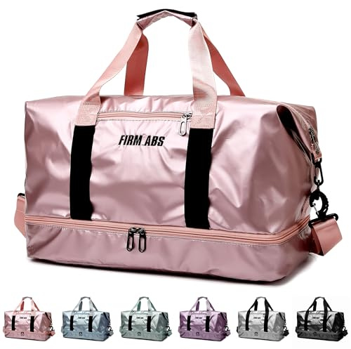 LEcylankEr Sporttasche Damen Kleine Sporttasche mit Schuhfach und Nassfach， wasserdichte Gym Bag，für Sport, Fitness，Reisen (Rosa)
