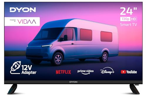 DYON Smart 24 VX-V – 24 Zoll (60 cm) Smart-TV mit 12V-Anschluss, Triple Tuner (DVB-S2/T2/C), App Store, Prime Video, Netflix, Disney+, waipu.tv, Hotelmodus