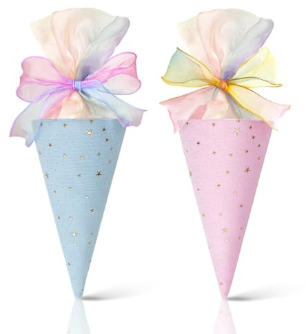 BSITSSS 2 Pieces School Cone, Gift Packaging 49 cm, Gift Bag for Boys and Girls, School Cone First Day of Schools