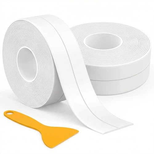 2 Rollos de Cinta de Estanqueidad Autoadhesiva 38 mm x 3,2 m, Tira de Estanqueidad de PVC Impermeable, Cinta de Estanqueidad para Ventanas, Cinta de Estanqueidad para Juntas, Cinta de Estanqueidad