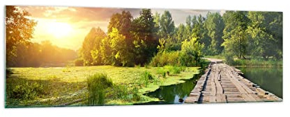 ARTTOR Vidrios decorativos 160x50cm Cuadro Sobre Vidrio Moderno arquitectura paseo marítimo cisne paisaje Grande Cuadros Pared Decoracion Salon Impresión en Cristal Wall Art Prints GAB160x50-3179