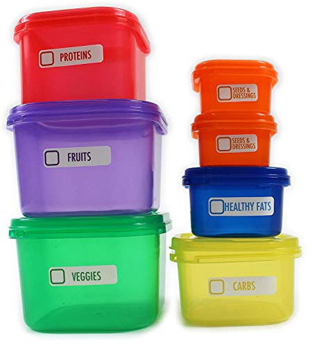 LETTUCE EAT ® 7 Piece Portion Control Container Set - for Diet/Meal Preparation/Colour-Coded/No-Measuring System/Healthy Living