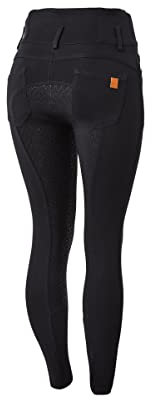 Horze Tara Vollbesatzreithose mit Silikon-Grip und hohem Bund, Schwarz, 36