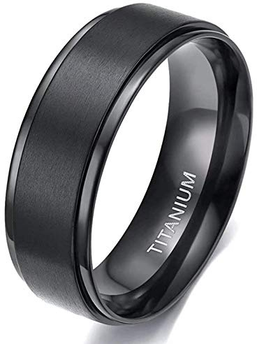 Zakk Ring Herren Damen Titan Verlobungsringe Eheringe Trauringe Schwarz Gebürstet 4mm 6mm 8mm(Schwarz-8mm, 74 (23.6))