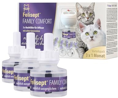 Felisept Family Comfort Recharge 3x45 ml -Anti Conflit Pour Chat - Anti stress chat - Avec De L'Herbe À Chat Naturelle sans Phéromones pour chat - Détente Dans Une Maison Multi-Chats
