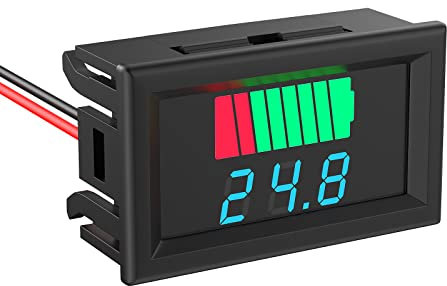 Tester per batteria, tensione di capacità della batteria, 2 in 1, 12 V, 24 V, 36 V, 48 V, 60 V, 72 V LED, tester di capacità della batteria digitale per auto da golf, auto, campeggio - display blu
