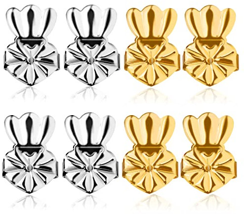 4 Paar Ohrringheber Magische Einstellbare Ohrring lifter Ohrmuschelheber Hypoallergen Earring Lifters Ohrringaufzüge für Earring Backs Ohrläppchen Heber Damen Ohrring-Verschlüsse Lifters