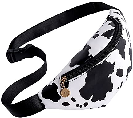 MHwan Sac Banane Femme,Bretelles réglables Banane Femme, pouvant être portés à lépaule, en bandoulière, à la Taille, pour Les Voyages, la randonnée, Le Fitness, Le Cyclisme(Vaches Motif)