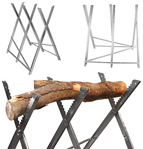Chevalet de Sciage Pliable en Acier Charge 150KG, Tréteau Portable avec Dents de Scie à Encoches pour Découpe, Support de Coupe Tréteau de Sciage Léger (84 * 80 * 80cm)