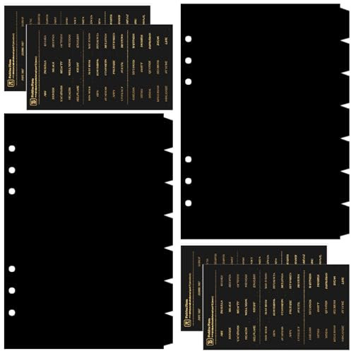 DY.2ten schwarze Ordner Trennblätter A5 6 Loch 14 Blätter / 2 Sets, Kunststoff Ordner Register A5 Index ​Teiler für Ringbuch,Notizbuch,Planer(21cm x 14.2cm)