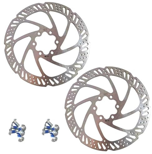 GIONAR 2 Stück Scheibenbremse Fahrrad Bremsscheibe 160mm Bremsscheibe 6 Loch,Edelstahl Fahrrad Scheibenbremse Set mit 12 Schrauben für Mountainbike Rennrad