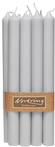 Nordring Set di 8 candele a stelo Rustik grigio chiaro - 2,2 x 25 cm di altezza - Colorate nella massa - Certificate RAL