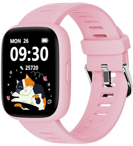 BIGGERFIVE Smart Watch for Kids, 1.8 Fitness Tracker Watch Pedometer, Heart Rate, IP68 Waterproof, Sleep Monitor, Calorie Step Counter, 5 Puzzle Games with/Without APP for Girls Teens 5-16