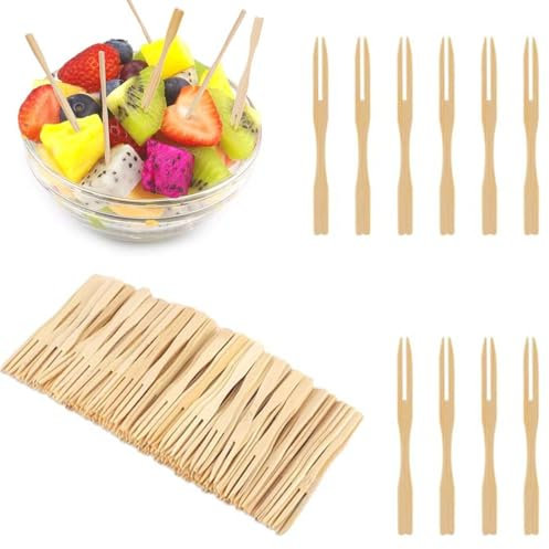 UYVPAER 240 Pezzi Forchette Di Legno, Forchette Frutta, Forchette Da Cocktail, Getta Forchetta Per Snack, Spiedini Per Spuntini In Bambù, Per Feste, Banchetti, Buffet, Catering