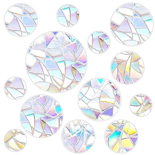 DARENYI 26 Pcs Round Bird Anti-Collision Window Stickers Rainbow Window Clings Stickers Reflective Anti-Collision Window Bird Stickers for Window Decoration to Prevent Bird Strikes