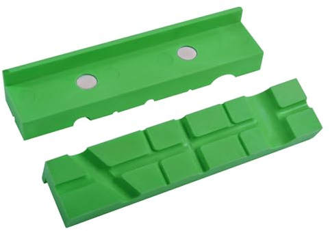 Skweawert 1 Pair 5 Inch ABS Vise Jaws Bench Vise Soft Jaw Replacement Jaws for Clamping Woodworking Metal Plastic Vise Rubber Jaw Pads Vice Jaw Pads flat grain Vise Magnetic Protective Cover Green