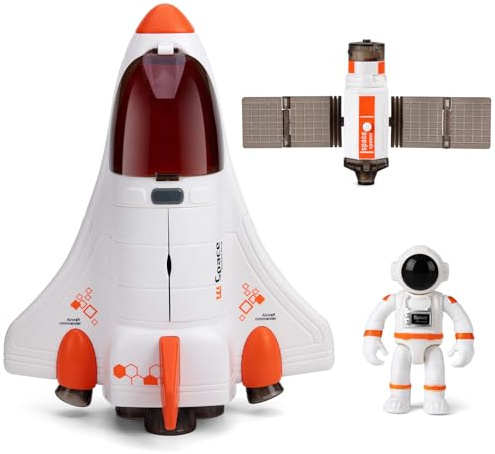 JIPITIMI Spaceship Toy for Kids, Space Rocket with Astronaut , Spacecraft Playset with Light and Sound, Real Steam/Vapour Function