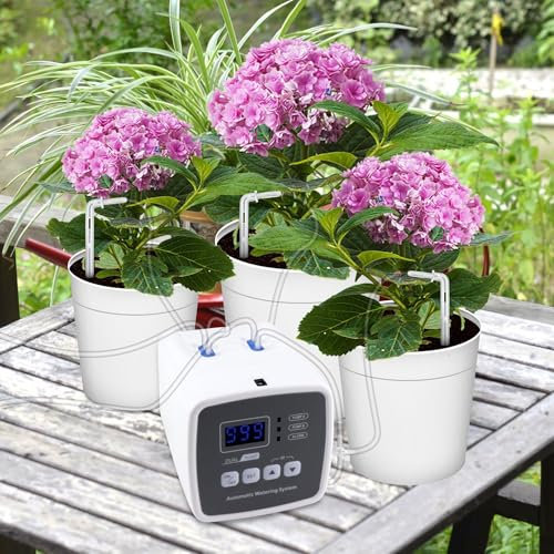 GuKKK Automatisches Bewässerungssystem Indoor für Garten Pflanzen mit Doppelte Pumpe Unabhängige Kontrolle, DIY Tropfbewässerungsset mit Einstellbar, Bewässerung Zimmerpflanzen für Balkon